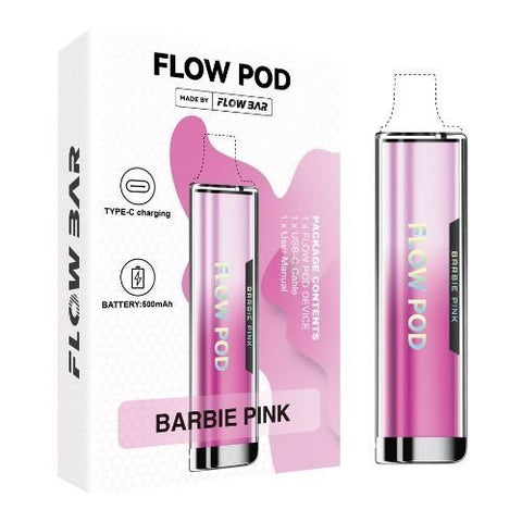 Flow Pod CP600 Pod 1 Device Kit and 3 pack of 2 Pods - Eliquid Base-Barbie Pink