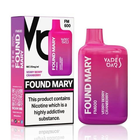 Found Mary FM600 Disposable Vape Pod Device - 20MG - Eliquid Base-VERRY BERRY CRANBERRY