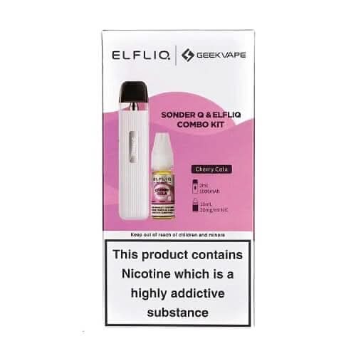 Geekvape Sonder Q Pod Kit & ELFLIQ  Nic Salt Bundle -White - Cherry Cola