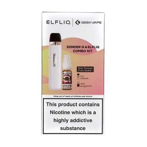 Geekvape Sonder Q Pod Kit & ELFLIQ  Nic Salt Bundle -White - Kiwi Passionfruit Guava