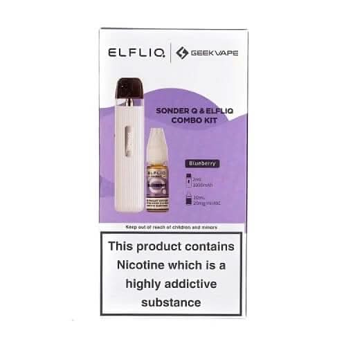 Geekvape Sonder Q Pod Kit & ELFLIQ  Nic Salt Bundle -White - Blueberry