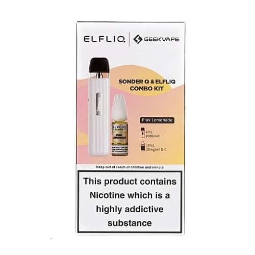 Geekvape Sonder Q Pod Kit & ELFLIQ  Nic Salt Bundle -White - Pink Lemonade