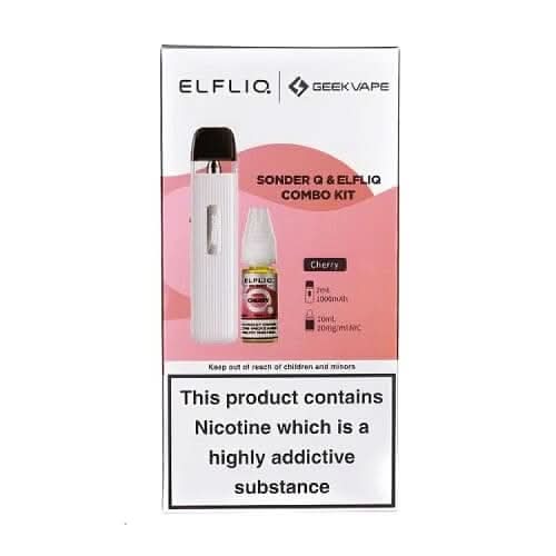 Geekvape Sonder Q Pod Kit & ELFLIQ  Nic Salt Bundle -White - Cherry