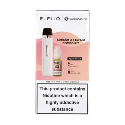 Geekvape Sonder Q Pod Kit & ELFLIQ  Nic Salt Bundle -White - Apple Peach