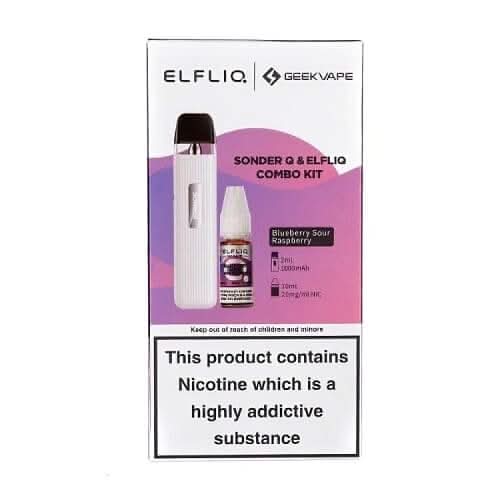 Geekvape Sonder Q Pod Kit & ELFLIQ  Nic Salt Bundle -White - Blueberry Sour Raspberry