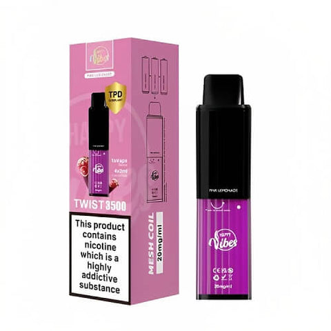 Happy Vibes Twist 3500 Disposable Device 20MG - Pack of 3 - Eliquid Base-Pink Lemonade