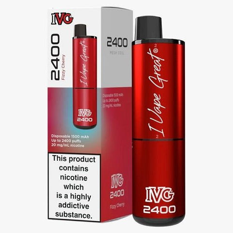 IVG 2400 Disposable Pod Device - 20MG - Eliquid Base-Fizzy Cherry