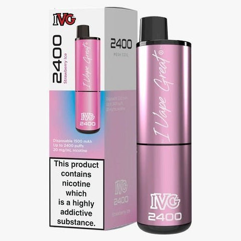 IVG 2400 Disposable Pod Device - Pack of 3 - Eliquid Base-Strawberry Ice