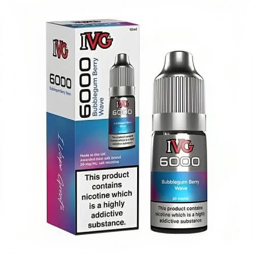 IVG 6000 10ml E-Liquid - Pack of 10 - Bubblegum Berry Wave