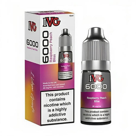 IVG 6000 10ml E-Liquid - Pack of 10 - Eliquid Base-Raspberry Peach Bliss