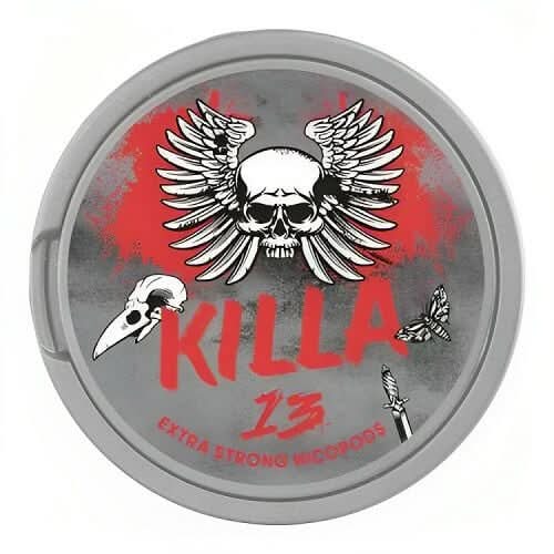 Killa Nicotine Pouches in a round can, offering high-strength tobacco-free nicotine in a clean, discreet, and smoke-free format.