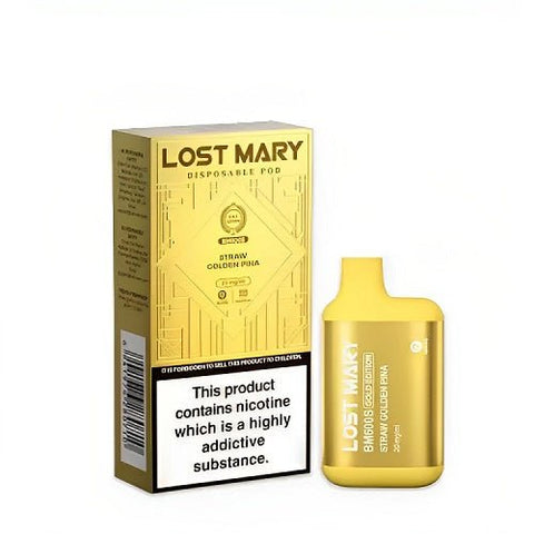 Lost Mary BM600S Gold Edition Disposable Vape - Eliquid Base-Straw Golden Pina