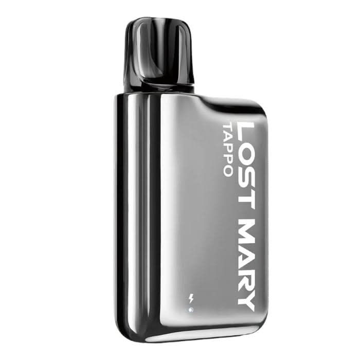 Lost Mary Tappo Prefilled Pod Kit - Eliquid Base-Silver Stainless Steel + Strawberry Ice Prefilled Pod