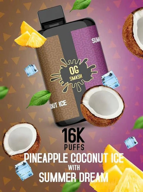 OG Smash Duo 16000 Puffs Disposable Vape Pod Kit - Eliquid Base-Bluerazz Ice / Peach Mango Watermelon
