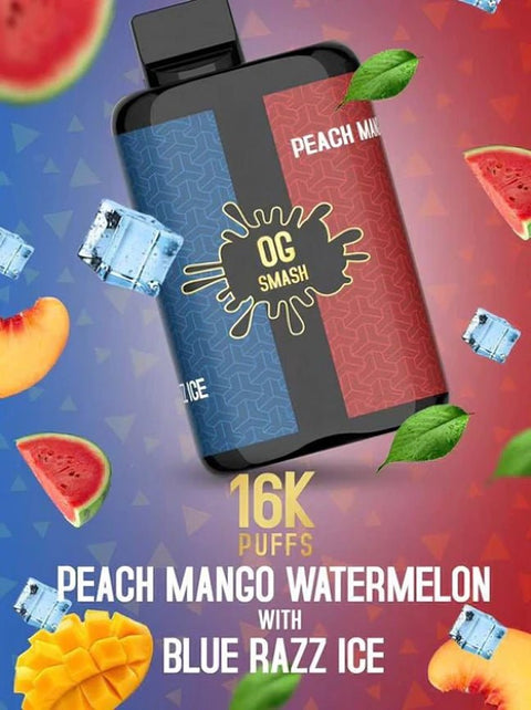 OG Smash Duo 16000 Puffs Disposable Vape Pod Kit - Eliquid Base-Bluerazz Lemonade / Strawberry Watermelon