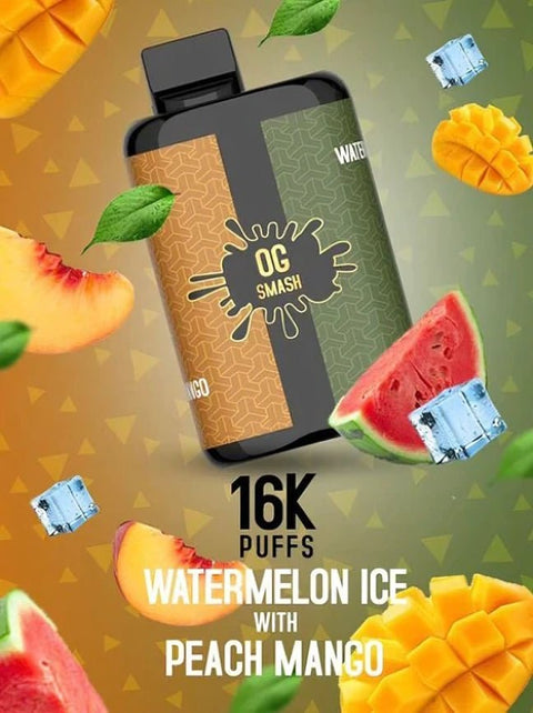 OG Smash Duo 16000 Puffs Disposable Vape Pod Kit - Pack of 5 - Eliquid Base-Bluerazz Ice / Peach Mango Watermelon