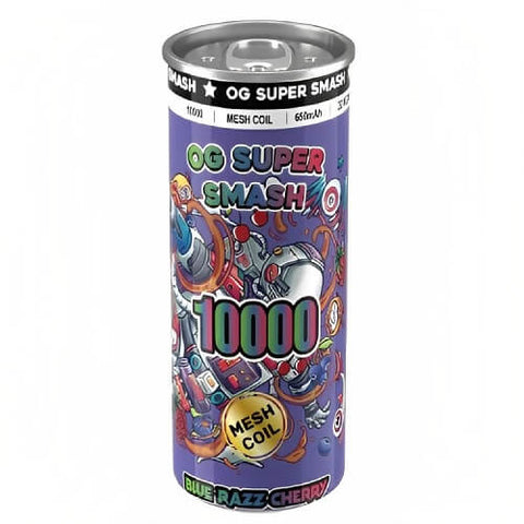 OG Super Smash 10000 Disposable Vape Pod Device - 20MG - Eliquid Base-Blue Razz Cherry
