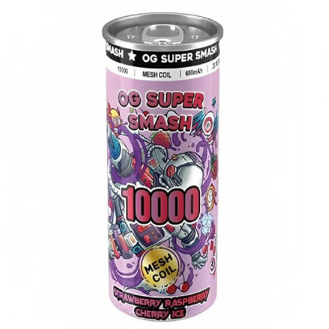 OG Super Smash 10000 Disposable Vape Pod Device - 20MG - Eliquid Base-Strawberry Raspberry Cherry Ice
