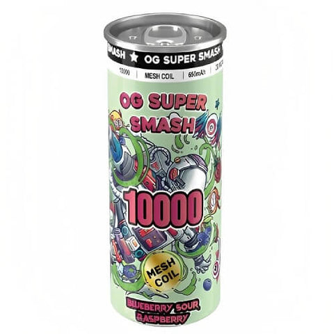 OG Super Smash 10000 Disposable Vape Pod Device - 20MG - Eliquid Base-Blueberry Sour Raspberry