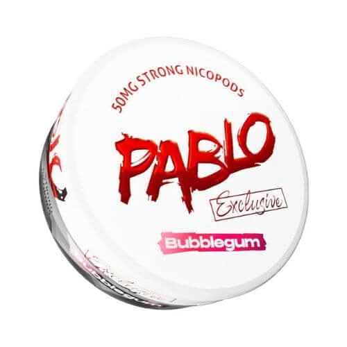 Pablo Nicopods Bubblegum flavour in a round tin, offering a sweet candy-like taste with intense nicotine strength in a discreet, smoke-free pouch.