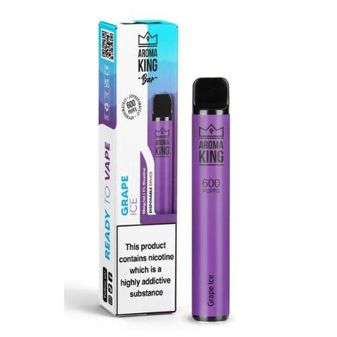 Pack of 10 Aroma King 600 Puffs Disposable Device | 20MG - Eliquid Base-Grape Ice