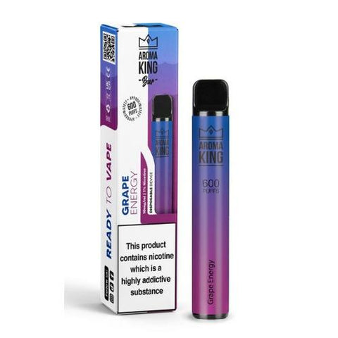 Pack of 10 Aroma King 600 Puffs Disposable Device | 20MG - Eliquid Base-Grape Energy