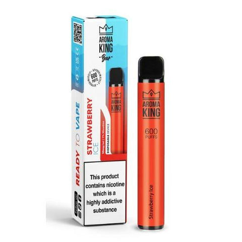 Pack of 10 Aroma King 600 Puffs Disposable Device | 20MG - Eliquid Base-Strawberry Ice