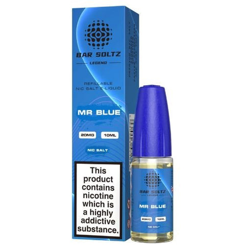 Pack of 10 Bar Soltz 10ml Nic Salt E-Liquid - Eliquid Base-Mr Blue