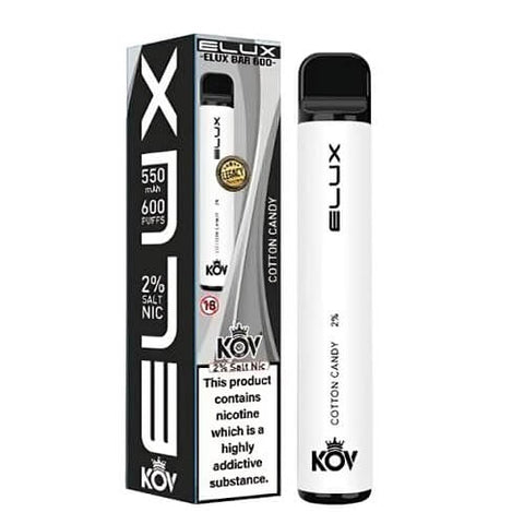 Pack of 10 Elux Bar Kov 600 Puff Disposable Device | 20MG - Eliquid Base-Cotton Candy
