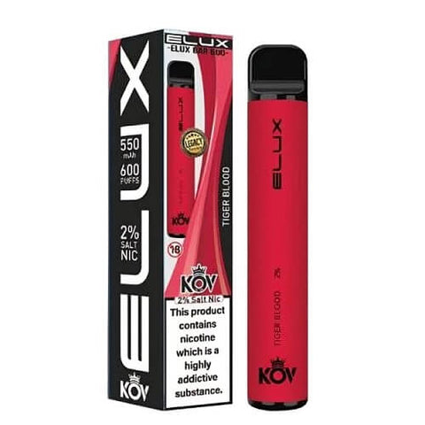 Pack of 10 Elux Bar Kov 600 Puff Disposable Device | 20MG - Eliquid Base-Tiger Blood