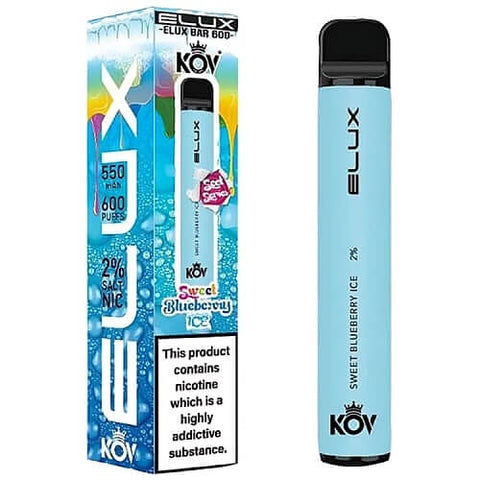 Pack of 10 Elux Bar Kov 600 Puff Disposable Device | 20MG - Eliquid Base-Sweet Blueberry Ice