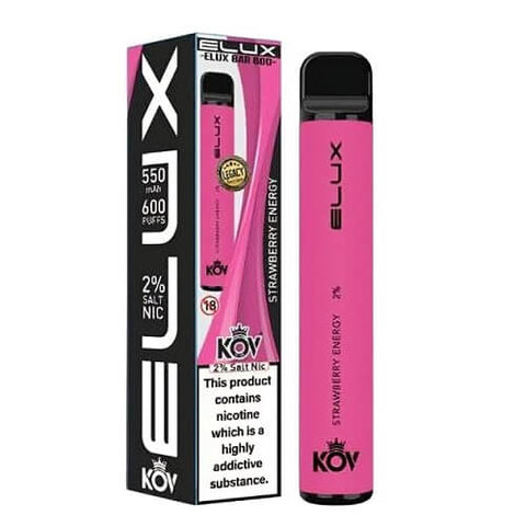 Pack of 10 Elux Bar Kov 600 Puff Disposable Device | 20MG - Eliquid Base-Strawberry Energy