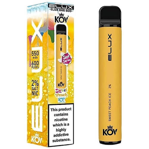 Pack of 10 Elux Bar Kov 600 Puff Disposable Device | 20MG - Eliquid Base-Sweet Peach Ice