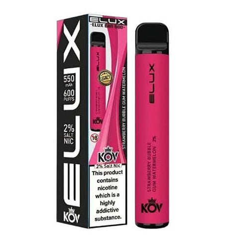 Pack of 10 Elux Bar Kov 600 Puff Disposable Device | 20MG - Eliquid Base-Strawberry Bubble Gum Watermelon