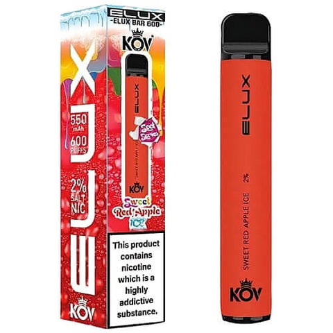 Pack of 10 Elux Bar Kov 600 Puff Disposable Device | 20MG - Eliquid Base-Sweet Red Apple Ice