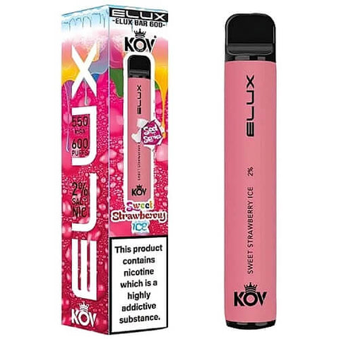Pack of 10 Elux Bar Kov 600 Puff Disposable Device | 20MG - Eliquid Base-Sweet Strawberry Ice