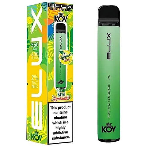 Pack of 10 Elux Bar Kov 600 Puff Disposable Device | 20MG - Eliquid Base-Pear Kiwi Lemonade