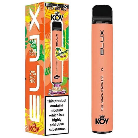 Pack of 10 Elux Bar Kov 600 Puff Disposable Device | 20MG - Eliquid Base-Pink Guava Lemonade