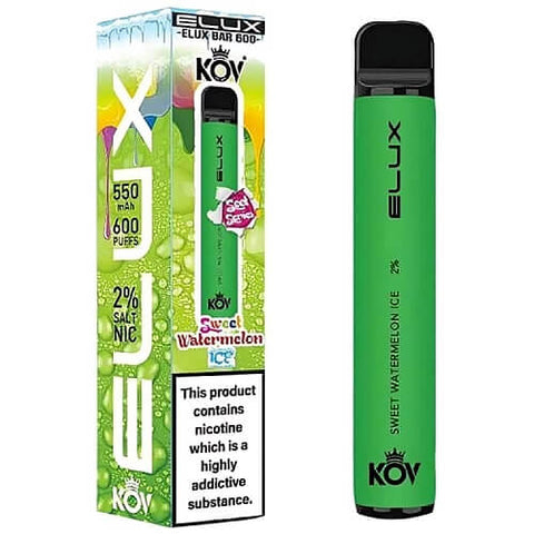 Pack of 10 Elux Bar Kov 600 Puff Disposable Device | 20MG - Eliquid Base-Sweet Watermelon Ice