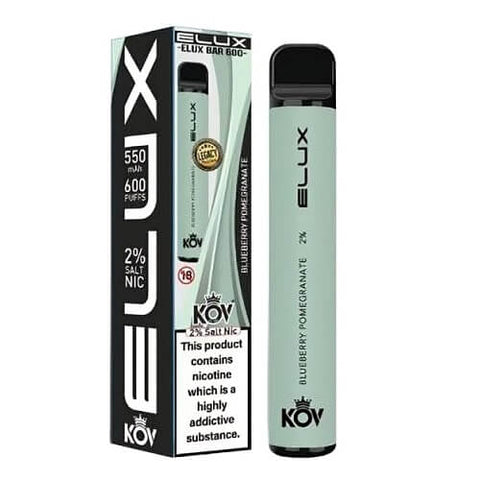 Pack of 10 Elux Bar Kov 600 Puff Disposable Device | 20MG - Eliquid Base-Blueberry Pomegranate
