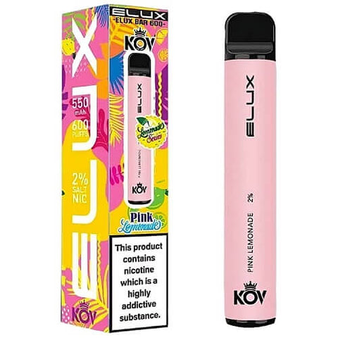Pack of 10 Elux Bar Kov 600 Puff Disposable Device | 20MG - Eliquid Base-Pink Lemonade