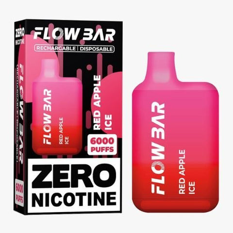 Pack of 10 Flow Bar 6000 Disposable Vape Pod Device - 0mg - Eliquid Base-Red Apple Ice
