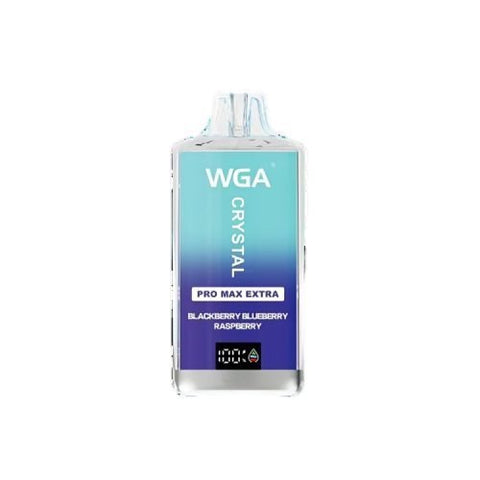 Pack of 10 WGA Crystal Pro Max Extra 15000 Disposable Vape - 20MG - Eliquid Base-Blueberry Raspberry