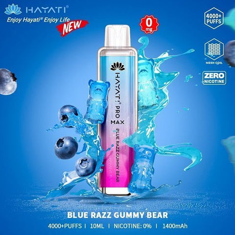 Pack of 2 - Hayati Pro Max 4000+ Disposable - 0MG - Eliquid Base-Blue Razz Gummy Bear