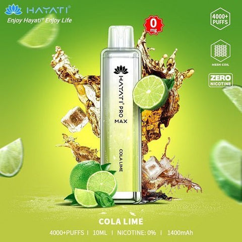 Pack of 2 - Hayati Pro Max 4000+ Disposable - 0MG - Eliquid Base-Cola Lime