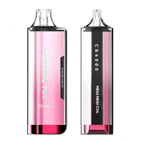 Pack of 2 The Crystal Pro Plus 4000 Disposable Vape Pod Device - 20MG - Eliquid Base-Sakura Grape