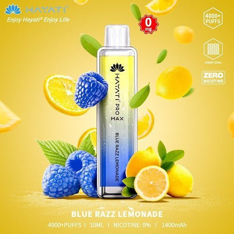 Pack of 3 - Hayati Pro Max 4000+ Disposable - 0MG - Eliquid Base-Blue Razz Lemonade