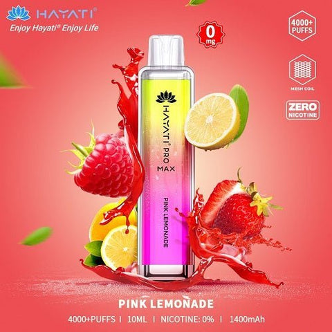 Pack of 3 - Hayati Pro Max 4000+ Disposable - 0MG - Eliquid Base-Pink Lemonade