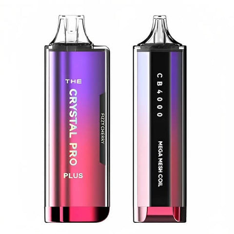 Pack of 3 The Crystal Pro Plus 4000 Disposable Vape Pod Device - 20MG - Eliquid Base-Fizzy Cherry