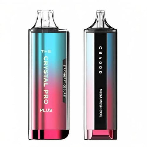 Pack of 3 The Crystal Pro Plus 4000 Disposable Vape Pod Device - 20MG - Eliquid Base-Strawberry Ice Burst